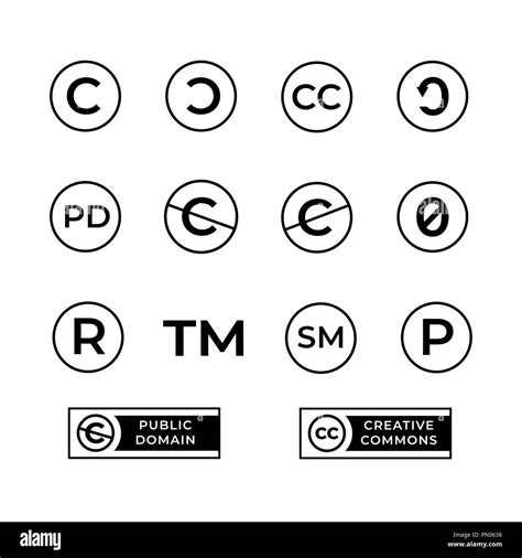 Los Diferentes Iconos De Copyright Con Creative Commons Y Signos De