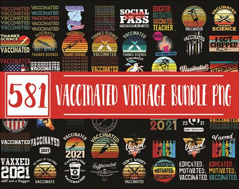 581 Vaccinated vintage PNG Bundle, Vaccine Funny Immunization, Educated ...