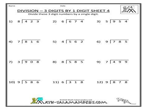 Division With 3 Digit Numbers Worksheets