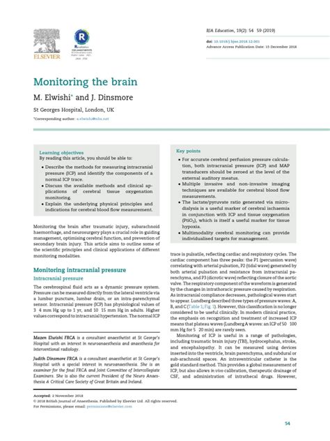 Monitoring Of Brain Pdf Traumatic Brain Injury Ct Scan