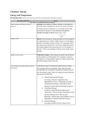 Docx Chemistry Journal Energy And Temperature Driving