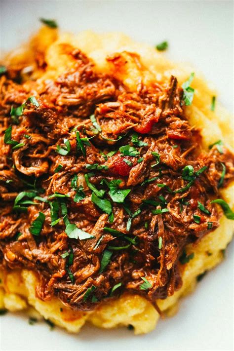 Crockpot Braised Beef Ragu With Polenta Recipe Pinch Of Yum