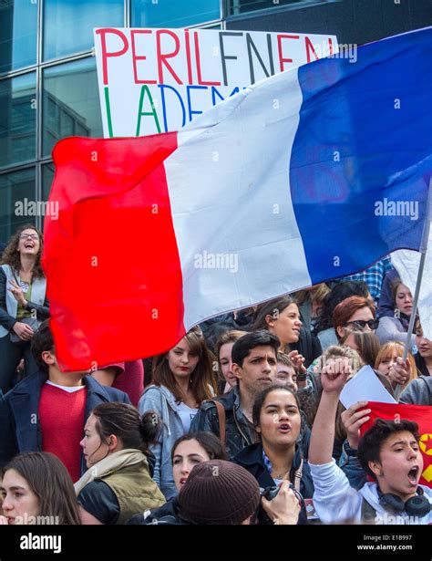 Paris France Far Left Anti Extreme Right Demonstration By Angry