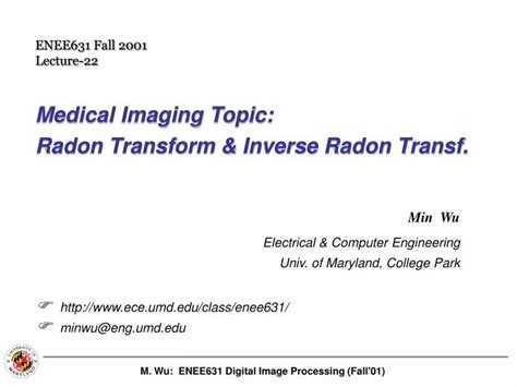 PPT - Medical Imaging Topic: Radon Transform & Inverse Radon Transf ...