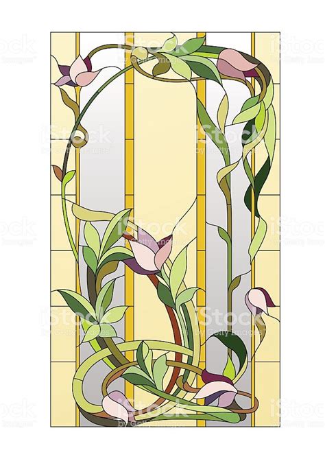 Floral Stained Glass Pattern Royalty Free Art Nouveau Stock Vector Поделки из крашеного