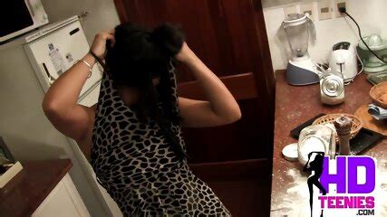 Teen Maid Showing Her Medium Tits And Ass While Baking