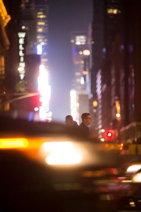 New York City Streets At Night Editorial Stock Image Image Of Neon