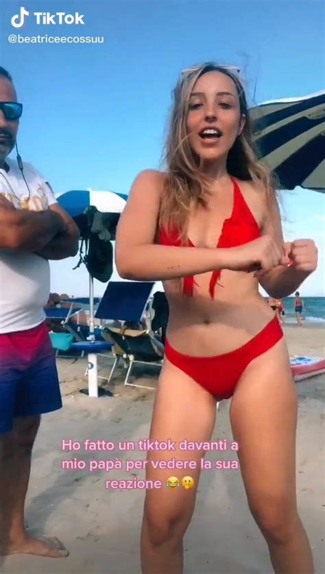 Cute Beatrice Cossu Shows Cleavage In Red Bikini And Bouncing Boobs At