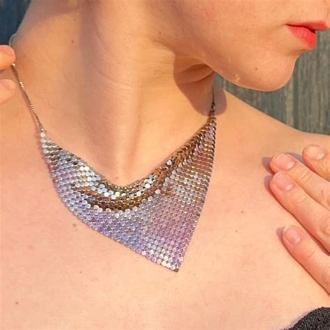 Metal Mesh Necklace Etsy