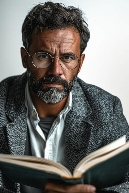 Premium Photo Man Wearing Glasses Reading Book