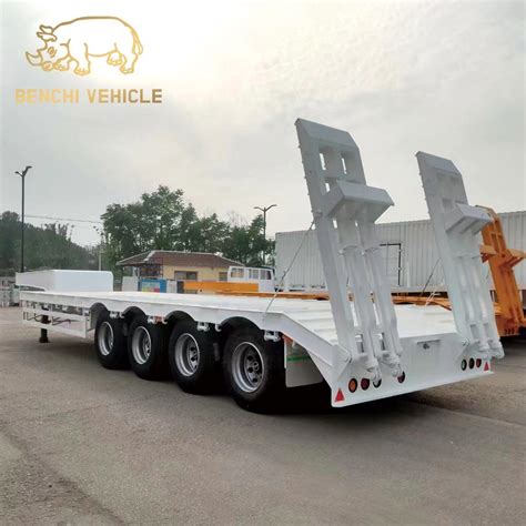 Axles Low Bed Container Lowboy Semi Trailer For Sale China Lowbed