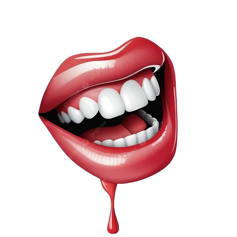 Lips And Dripping Blood Isolated On White Background Lips And Dripping