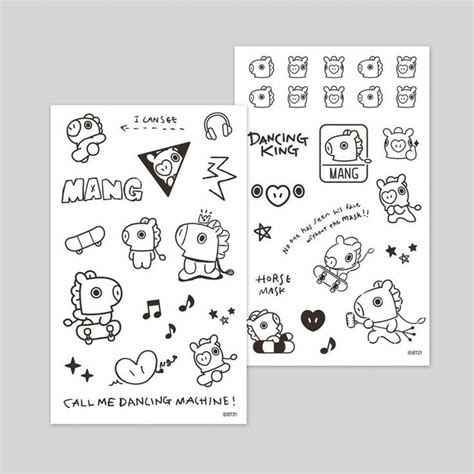 Two Sheets Of Stickers With Cartoon Drawings On Them