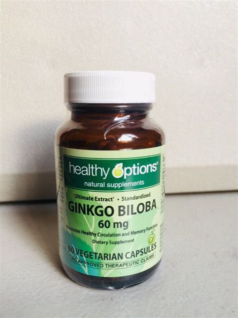 Healthy Options Ginkgo Biloba Ultimate Extract Standardized 60mg 60