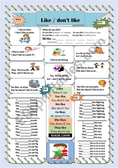 Like Don´t Like Esl Worksheet By Jhansi