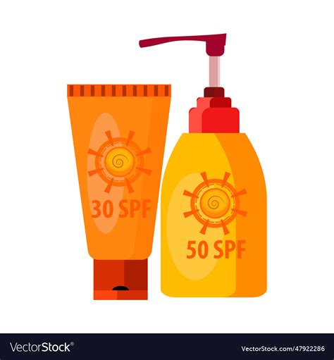 Sunblock Cream Tube Flask Lotion Royalty Free Vector Image