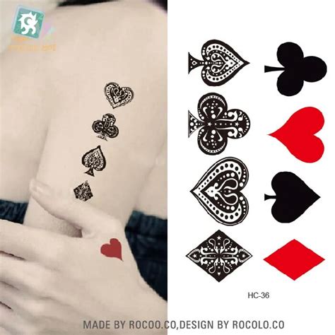 Body Art Beauty Makeup Pink Sexy Clubs Diamonds Spades Tattoo Waterproof Temporary Tattoo