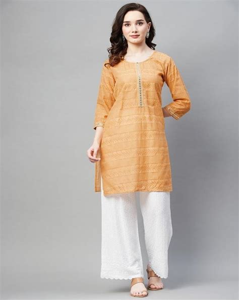 Aarika Women S Fawn Color Chikankari Kurti Jiomart