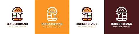 Letra Hy Y Yh Burger Logo Adecuado Para Cualquier Negocio Relacionado Con Hamburguesas Con