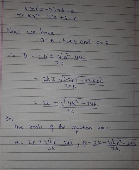 How To Find The Value Of K In A Quadratic Equation With Equal Roots