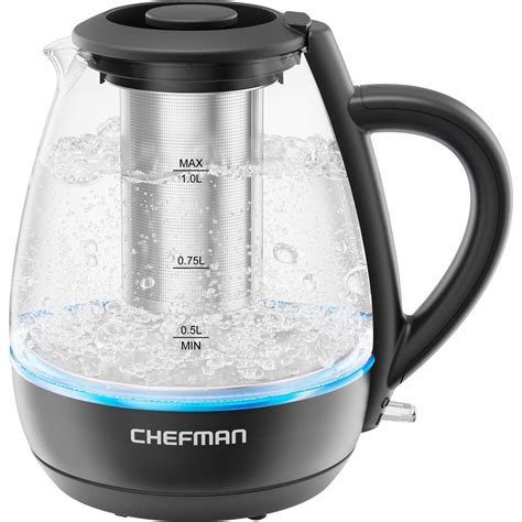 Chefman Fast Boil Electric Kettle With Tea Infuser 1L Auto Shutoff