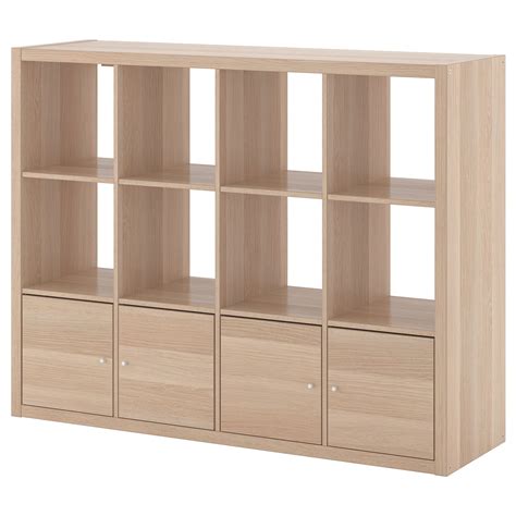 Kallax Shelving Unit With Inserts White Stained Oak Effect X