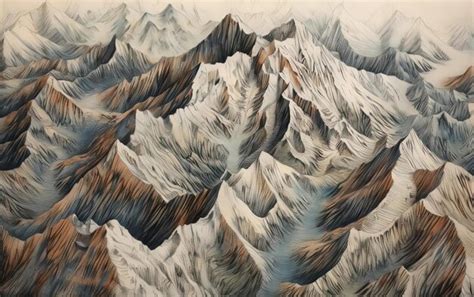 Premium AI Image | a drawing of a mountain painted with color