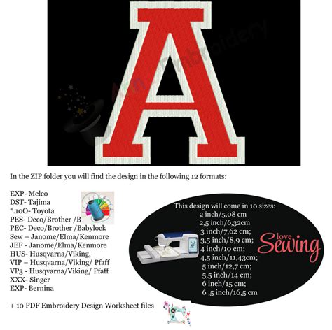 A Letter Varsity Embroidery Design-A Monogram pattern-Instant Download ...