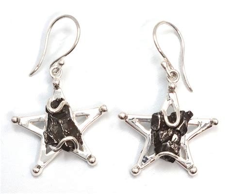 Meteorite And Sterling Silver Star Earrings From Starborn Creations