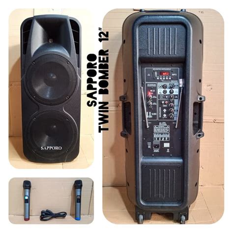 Jual Speaker Aktif Portable 12 Inch Double Speker Saporo Bluetooth Twin