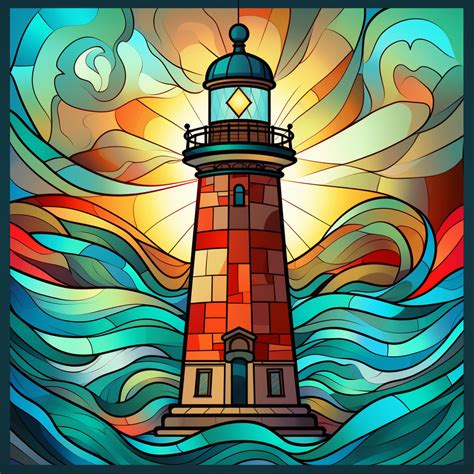 Glorious Lighthouse Stained Glass Mosaic Galt Ocean Designs