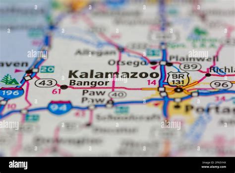 Kalamazoo Michigan Usa Shown On A Geography Map Or Road Map Stock Photo