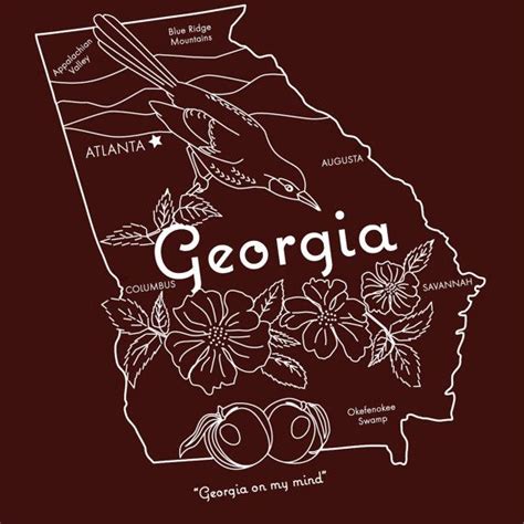 Georgia Hand Embroidery Pattern Digital Pdf Pattern State Pillow