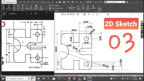 Solidworks 2d Sketch Tutorial 03 Solidworks Design 2ddesign