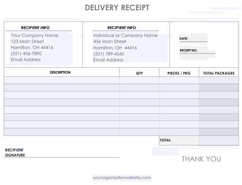 Delivery Receipt Template Free Word Templates