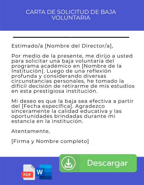 Carta De Baja Escolar Ejemplos Para Descargar