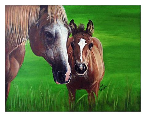 Mare & Foal Horse Painting of a Beautiful New Life Original - Etsy