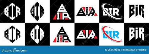 Bir Letter Logo Design In Six Style Bir Polygon Circle Triangle