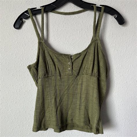 Anthropologie Pilcro And The Letterpress Green Ribbed Cropped Cami Sz M