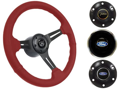 1965 69 Ford Falcon Steering Wheel Kit Red Leather St3060red Vsw