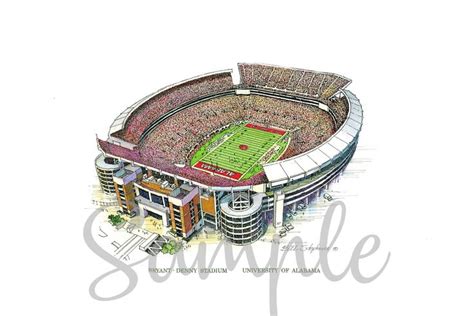 University Of Alabama Crimson Tide Football Bryant Denny Etsy