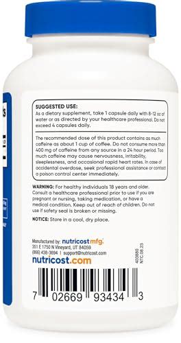 Nutricost Caffeine Pills 100mg Per Serving 250 Capsules Best Deals And