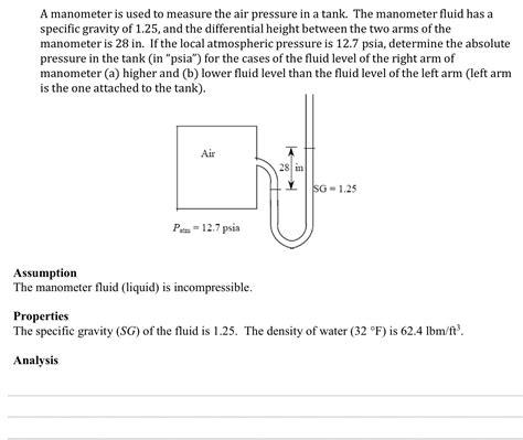 Solved A Manometer Is Used To Measure The Air Pressure In A Chegg