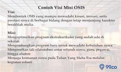 20 Contoh Visi Misi Pribadi Osis Kuliah Dan Lainnya Lengkap