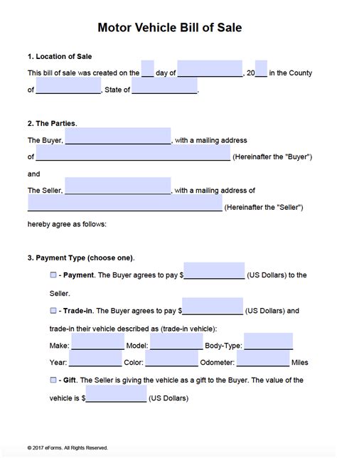 Editable Vehicle Bill Of Sale