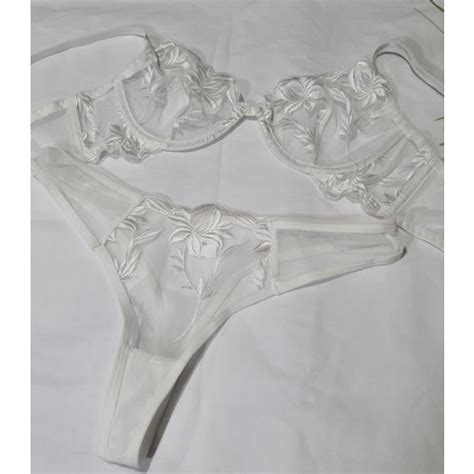 Jual Bra Set Lingerie Transparant Sexy Flower Size International Shopee Indonesia