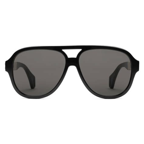 Gucci Aviator Sunglasses With Ribbon Gucci Polished Black Acetate Gucci Eyewear Avvenice