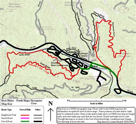 Map of the North Slope and Sycamore Cove Rides