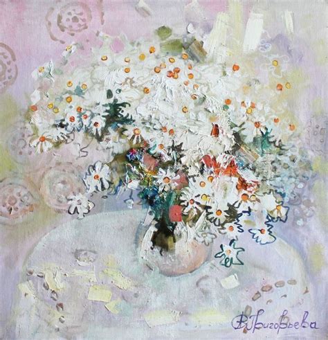 Daisies In June 2013 Oil Painting By Anastasiia Grygorieva Daisy