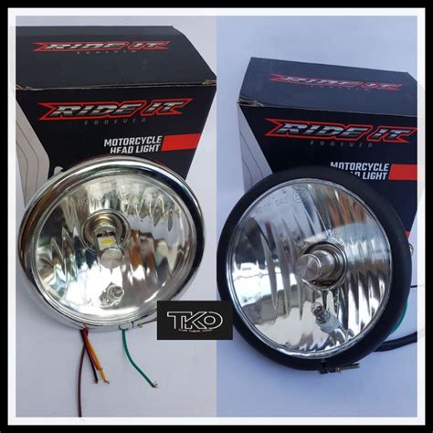 Jual Lampu Depan Headlamp Jute Pesek Led Chrome Hitam Cb Gl High